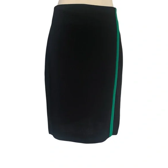 Banana Republic Black Pencil Skirt with Green Stripe Sz 4 - Picture 2 of 8
